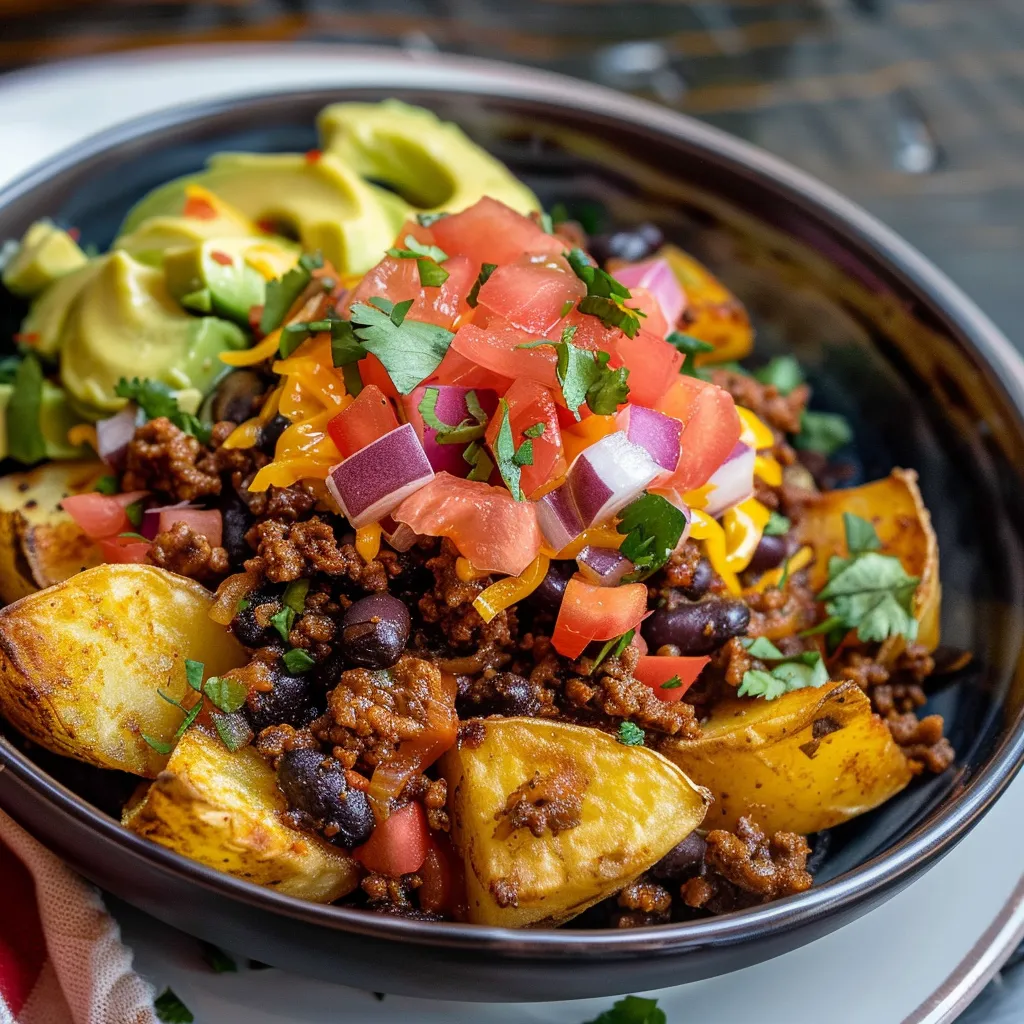 Tacos Bowl mit Würzigem Rindfleisch und Kartoffeln
