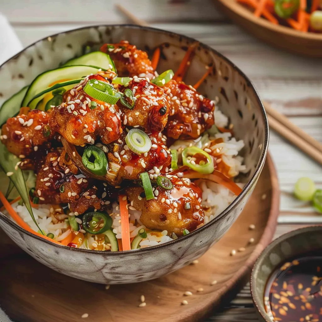 Reisschale mit Karaage-Hähnchen: Einfaches japanisches Gericht