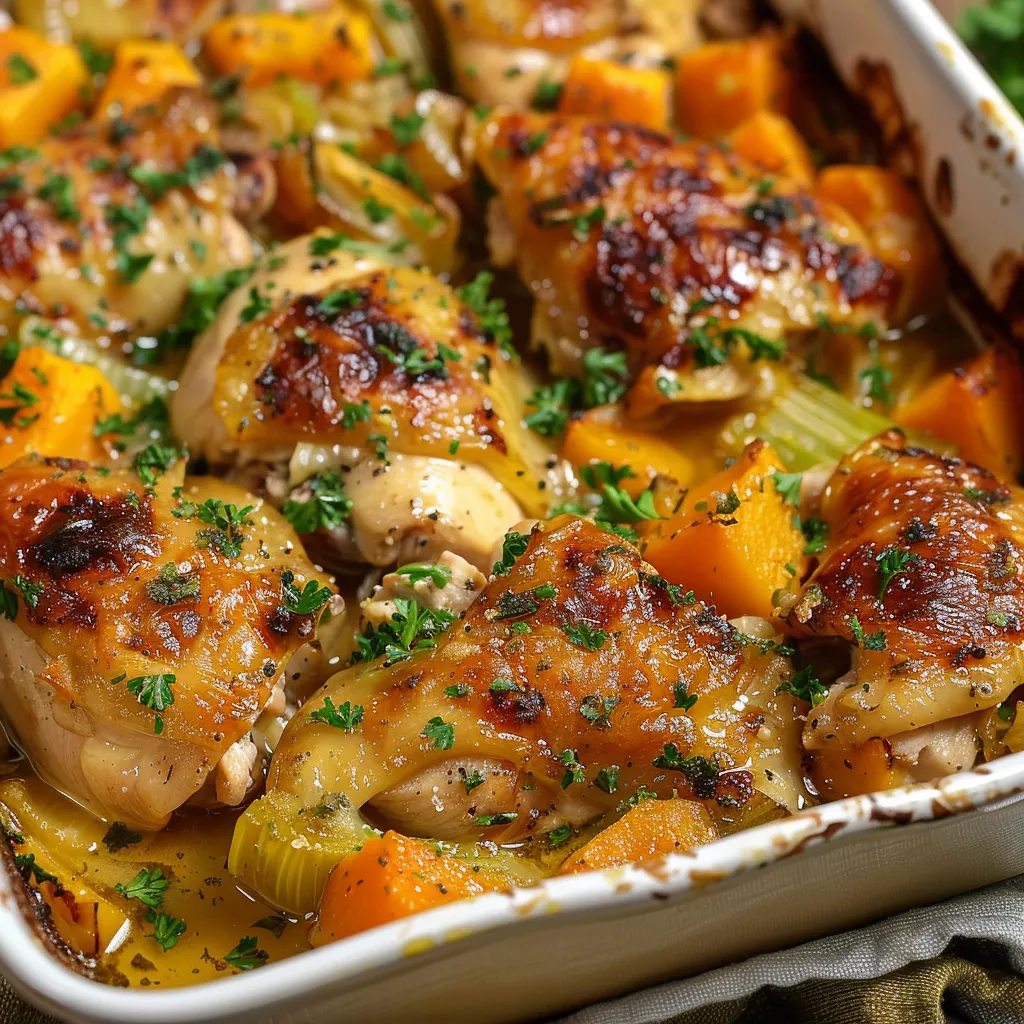 Hühnerauflauf mit Butternut-Kürbis - Einfaches Rezept