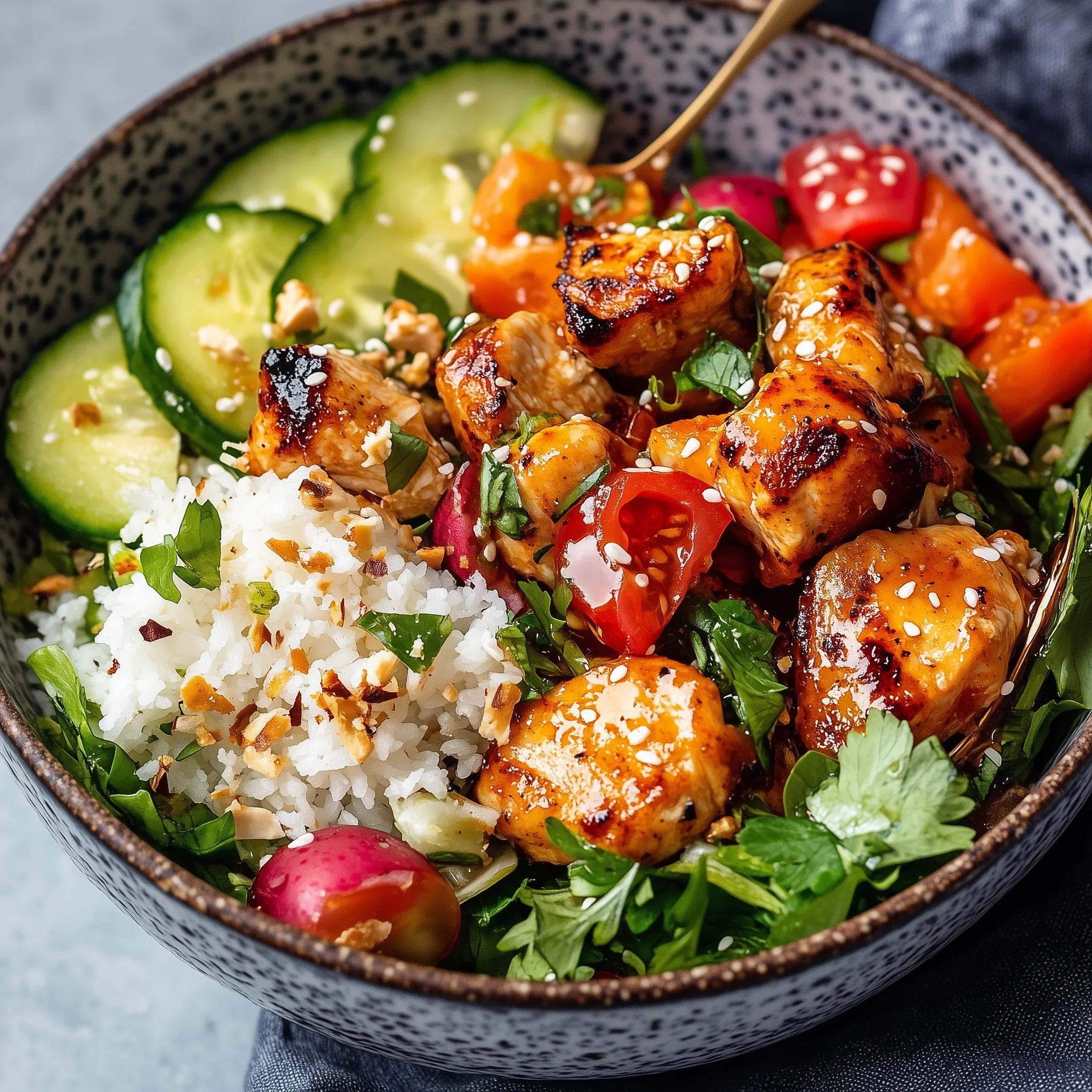 Honig-Harissa Hähnchen Bowls - Einfaches Gericht