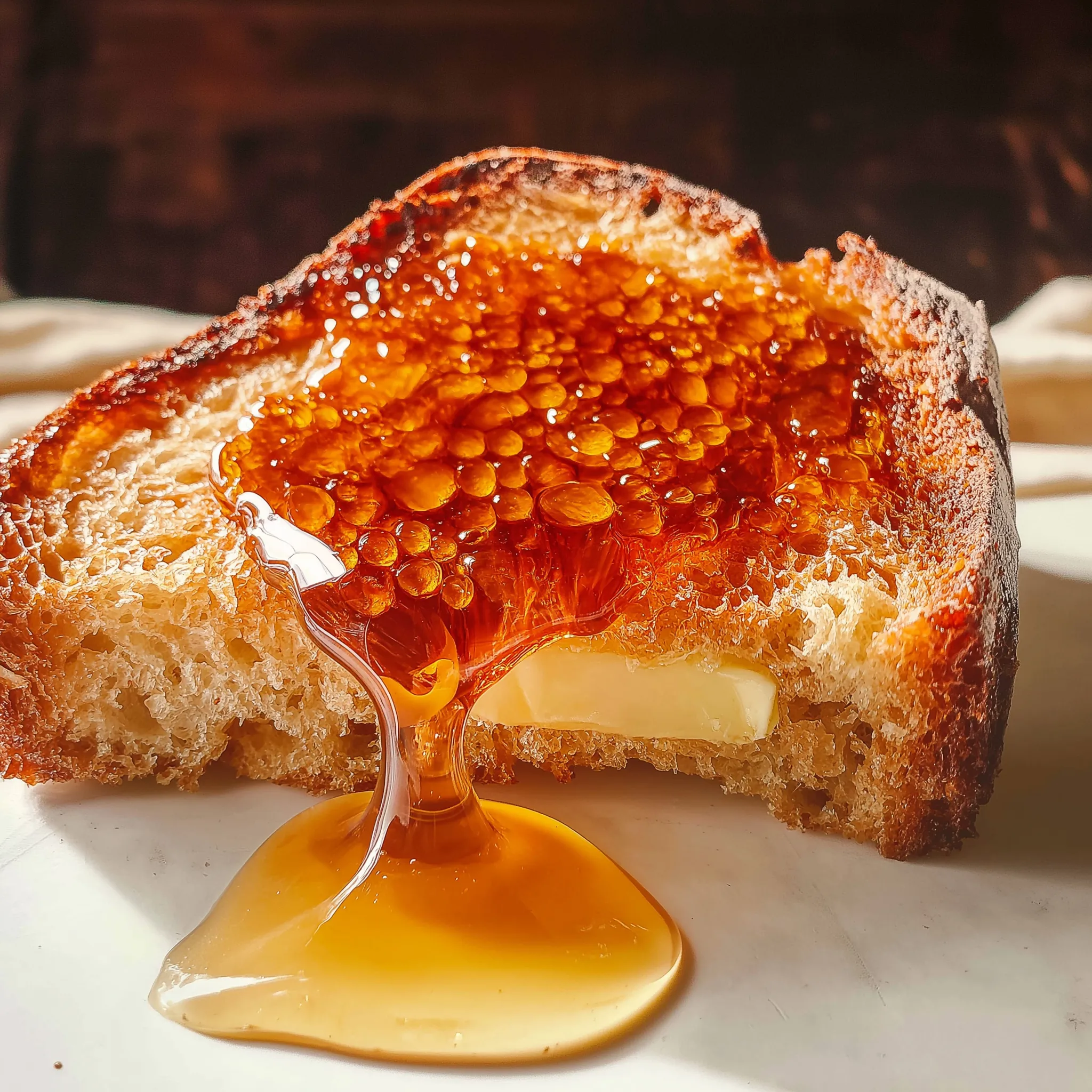 Karamellisierter Brioche mit Butter und Honig