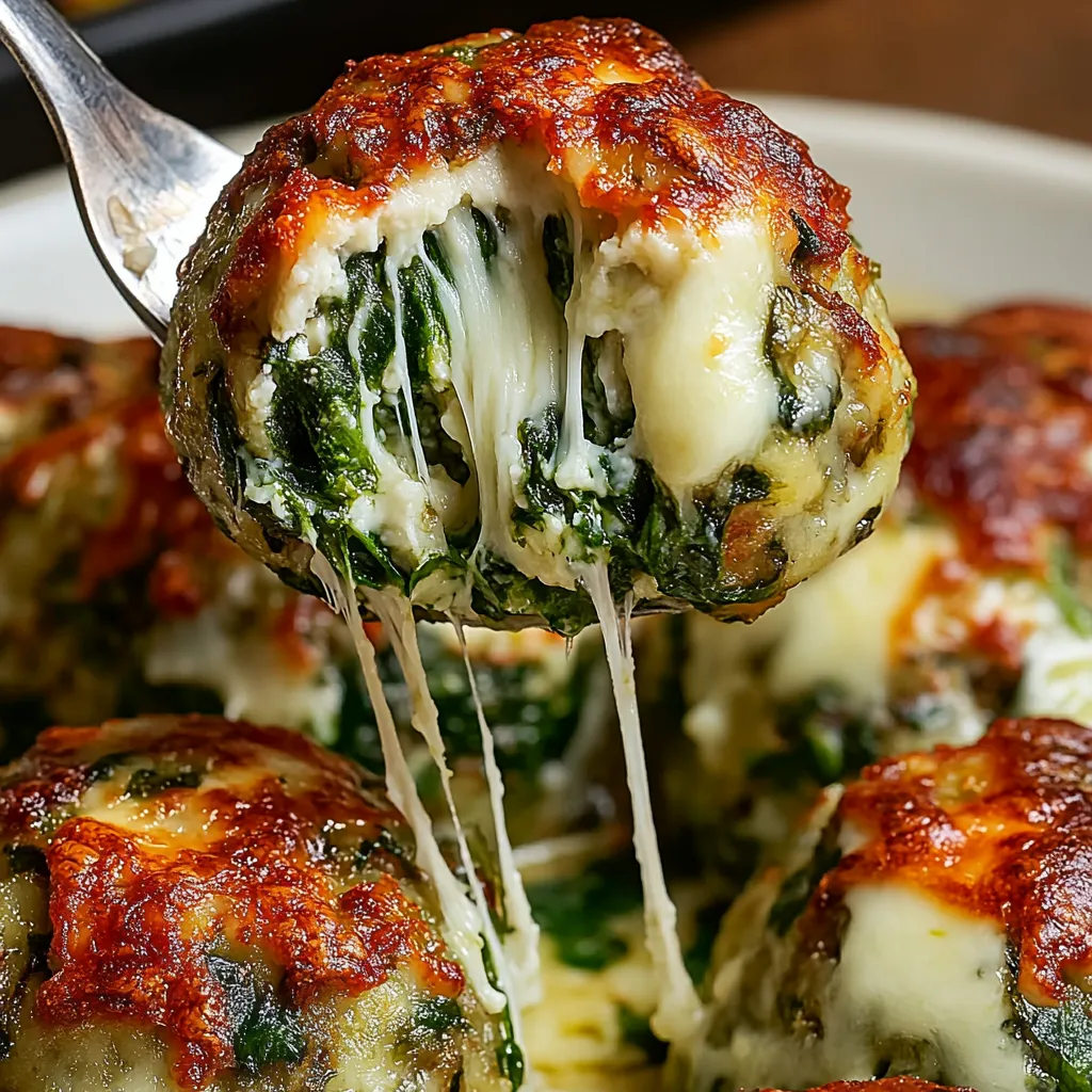 Spinat Bouletten mit Mozzarella-Kern