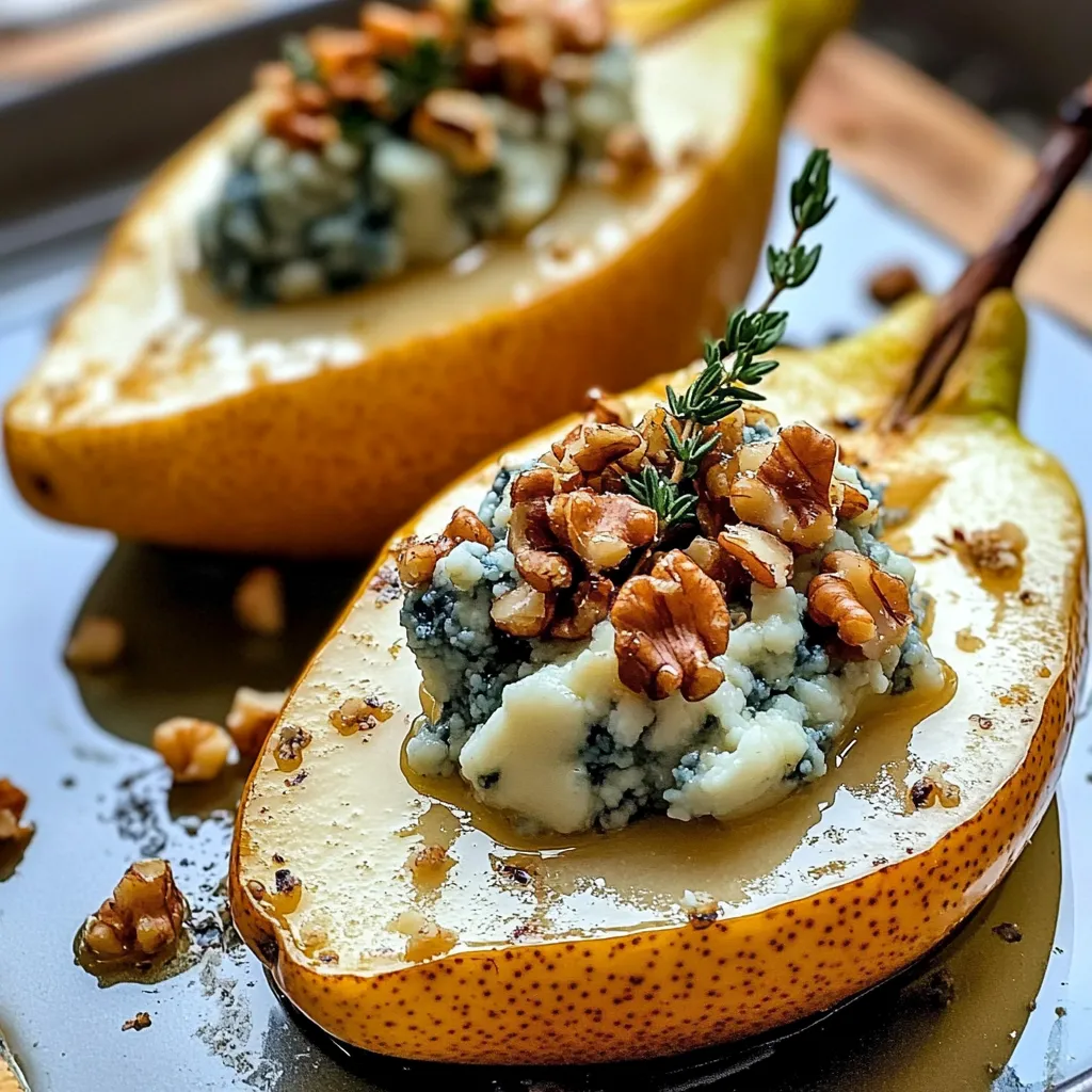Elegante gefüllte Birnen mit Blauschimmelkäse