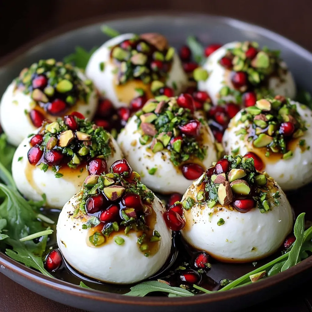 Burrata-Kugeln und Granatapfel