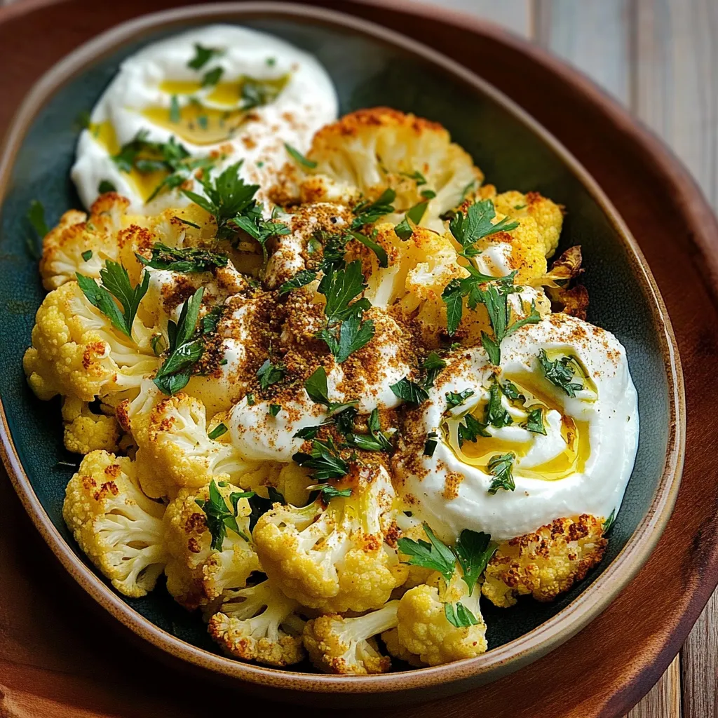 Röstiger Blumenkohl Za'atar und frischer Labneh mit Kräutern