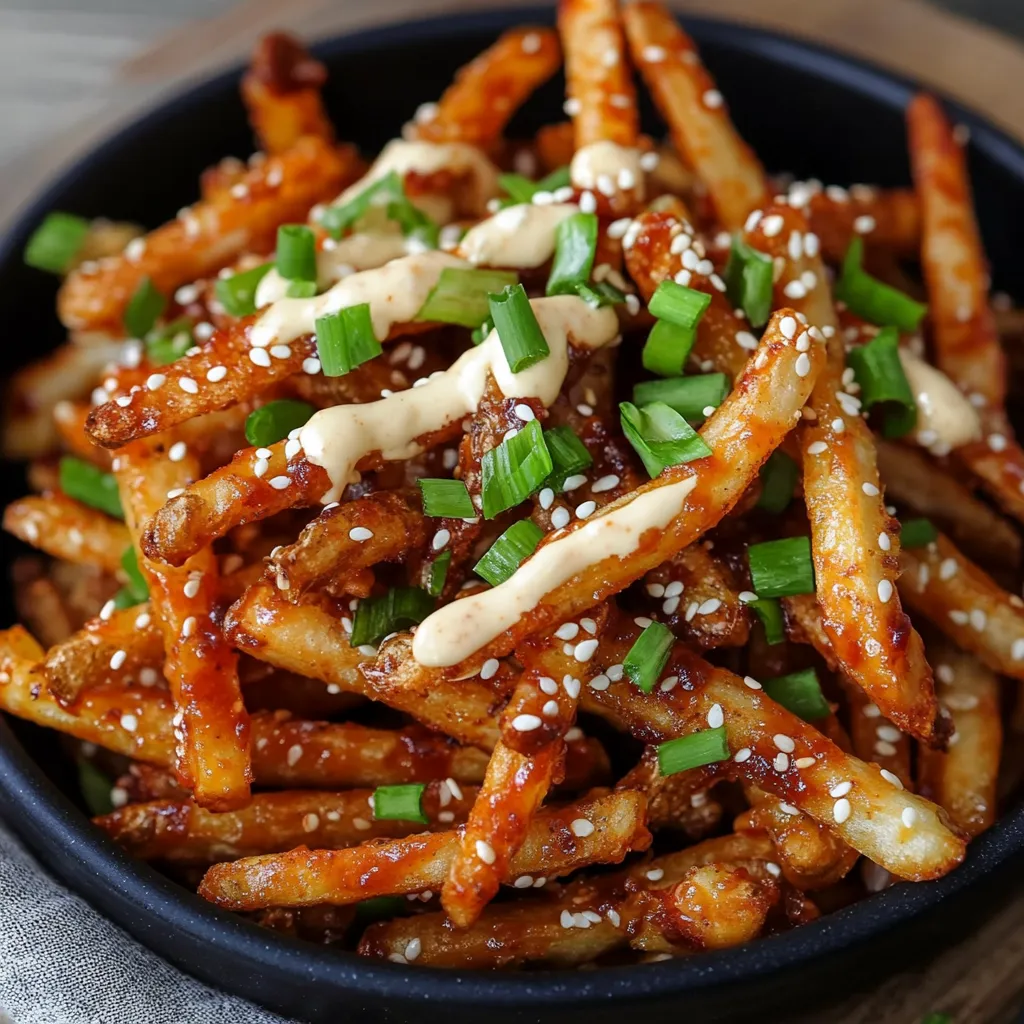 Knusprige Frites mit Knoblauch und Sesam