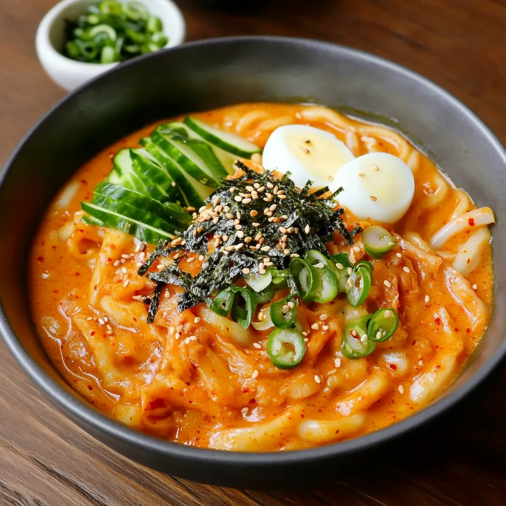Cremige Udon mit Kimchi - Einfaches und leckeres Gericht