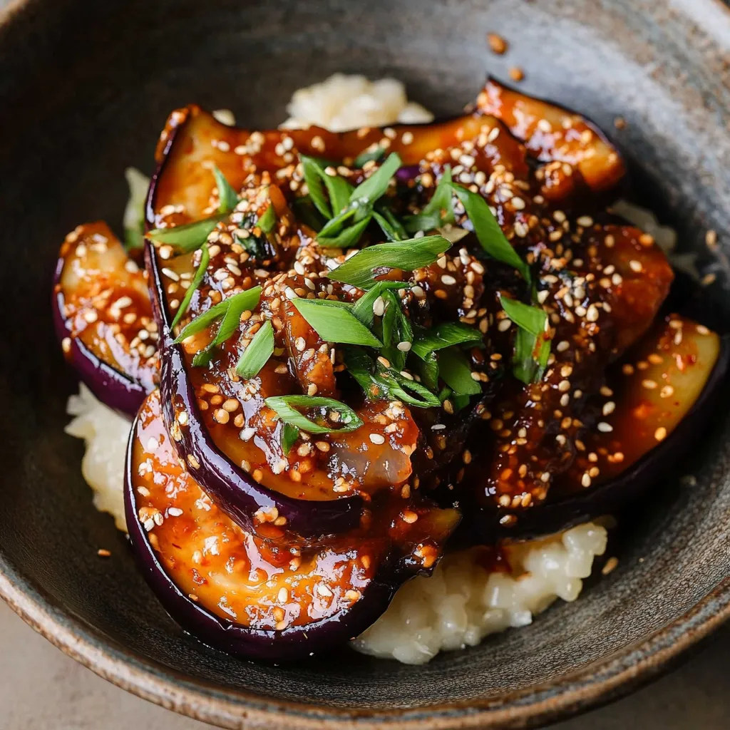 Würzige Auberginen mit Gochujang und Knoblauch