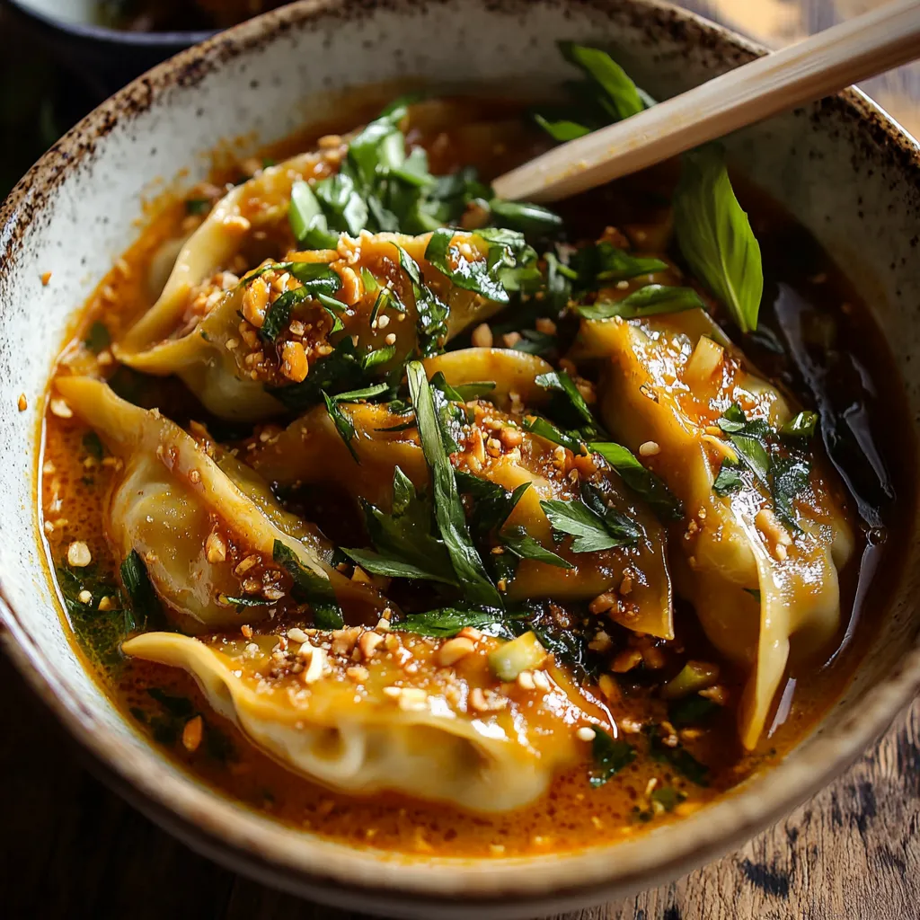 Schnelle Thai-Dampf-Ravioli in Curry-Bouillon mit Knoblauch - Eine Geschmacksexplosion