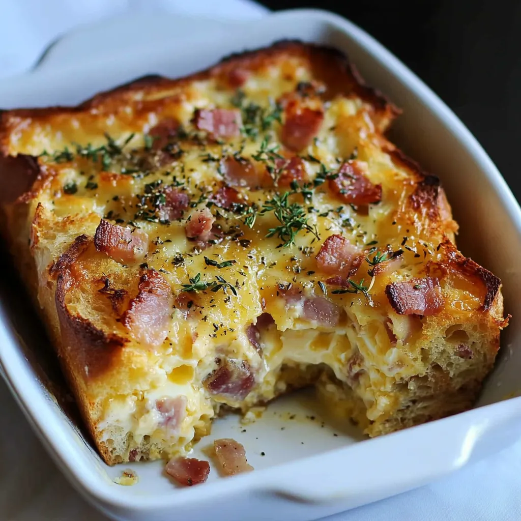 Herzhafter Croque-Monsieur-Pudding aus Brot