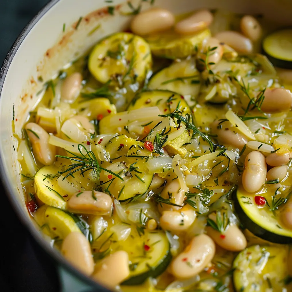 Geschmorte Weiße Bohnen mit eingelegten Zucchini – Vegetarische Variante