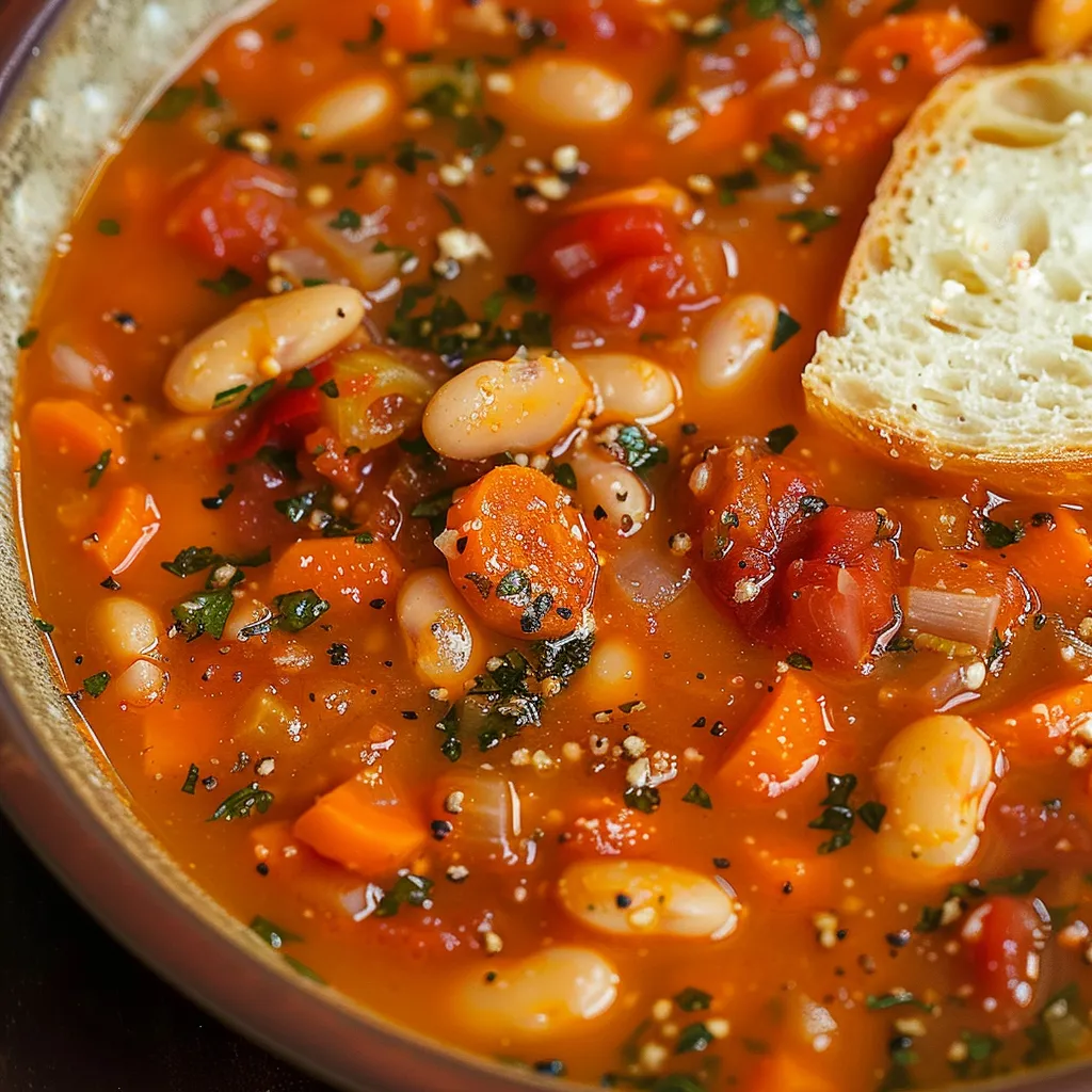 Weiße Bohnen, Tomaten und Knoblauch – Hausgemachte Suppe