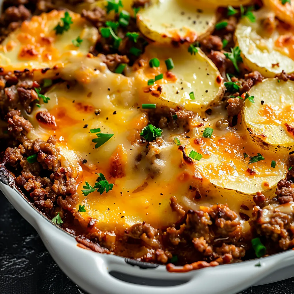 Kartoffelgratin mit Rinderhack auf Hausmannsart