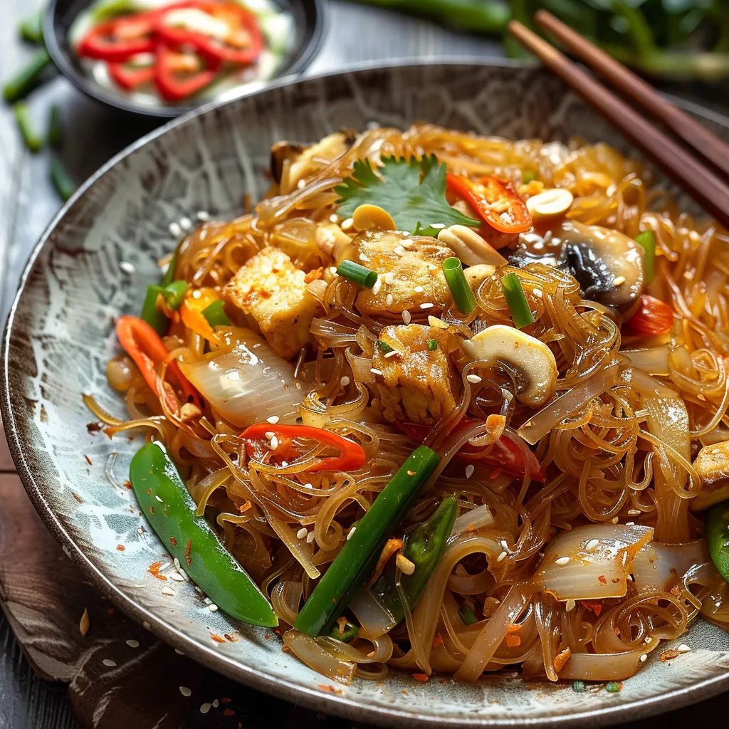 Leckere vegane Pad Woon Sen