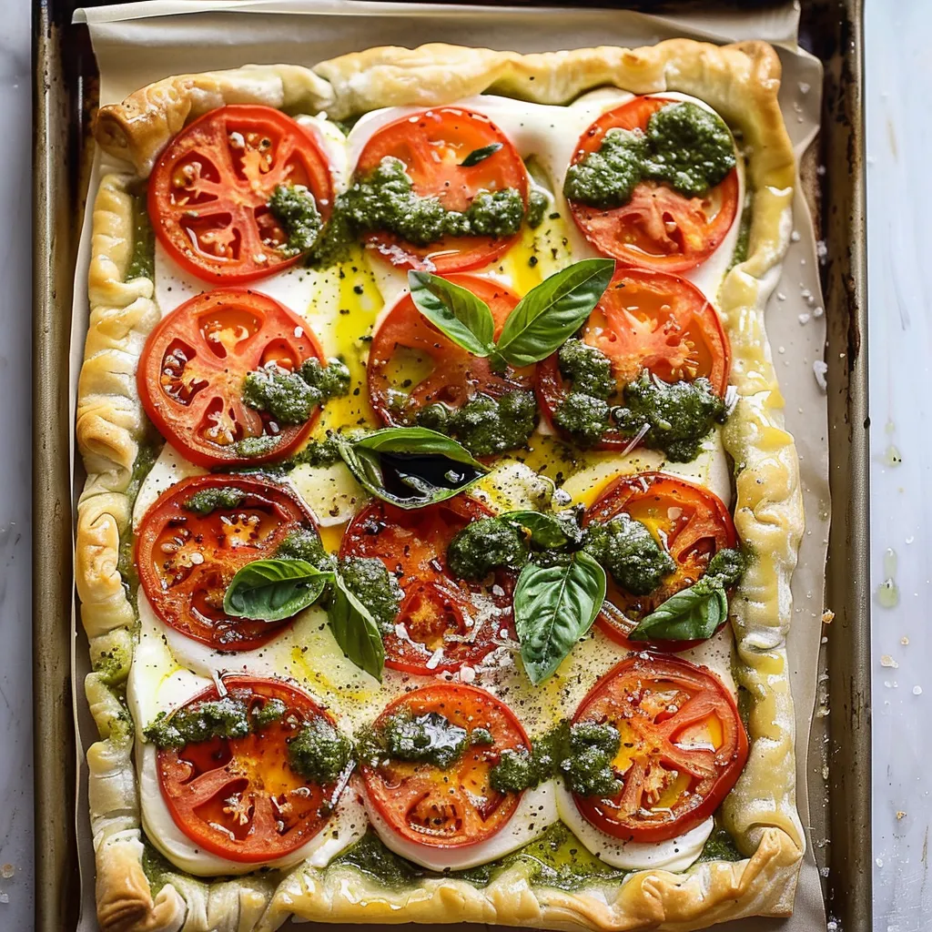 Leckere Caprese-Pizza mit Pesto