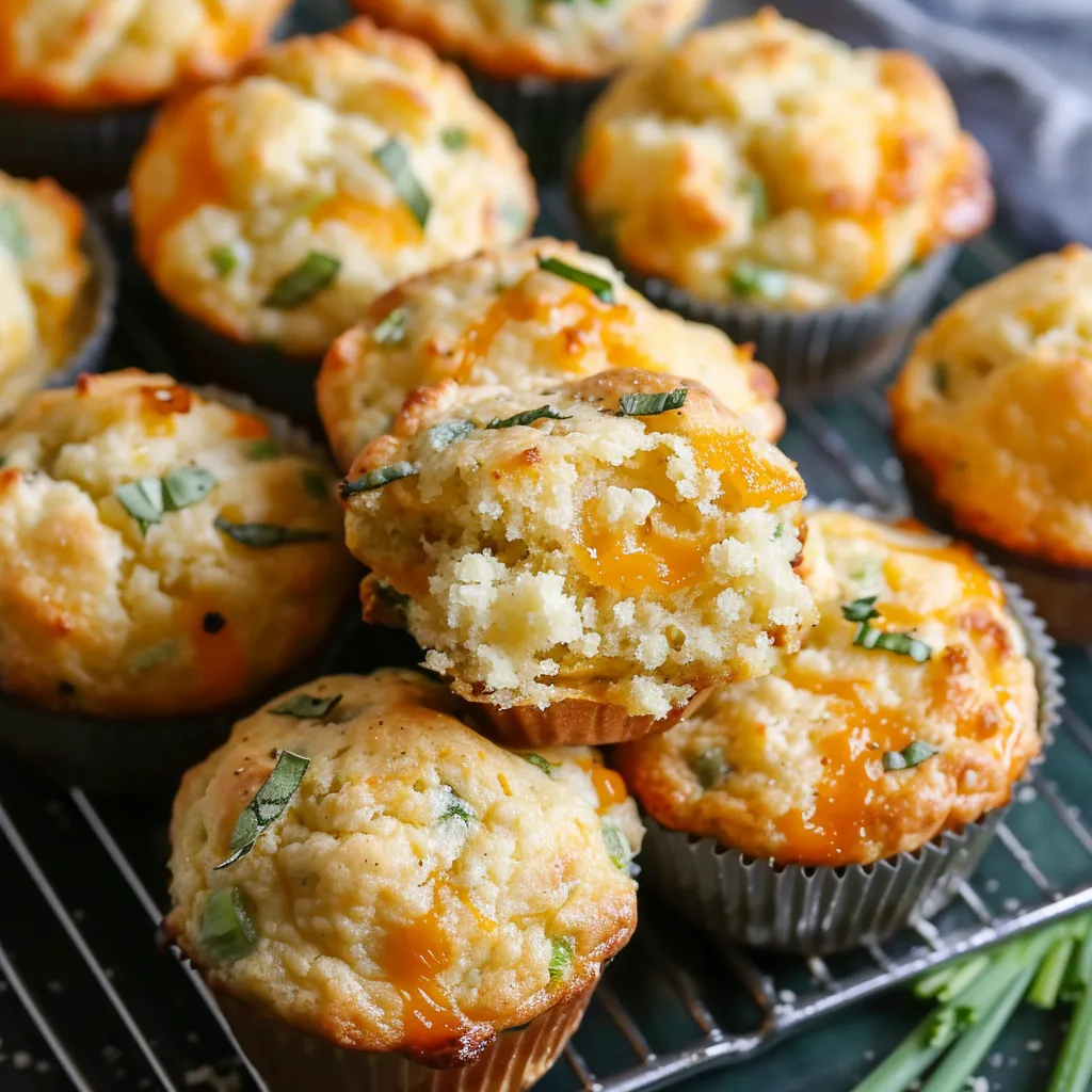 Herzhafte Cheddar-Basilikum Muffins