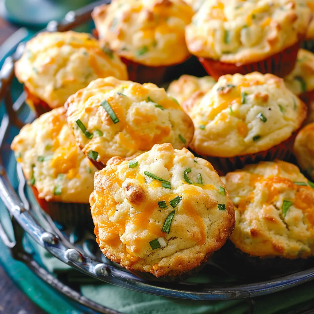 Herzhafte Cheddar-Basilikum-Muffins Einfach