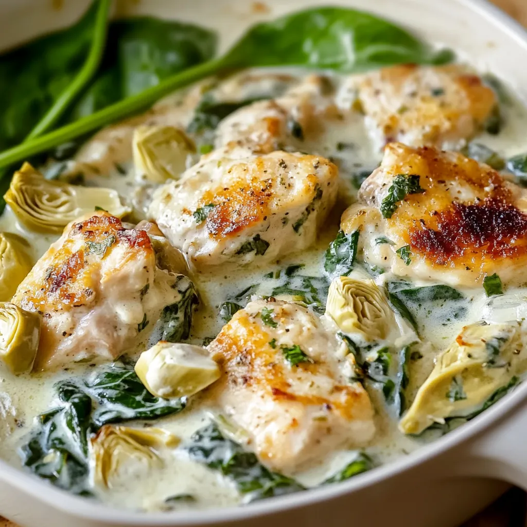 Epinards mit zartem Poulet und Cottagekäse