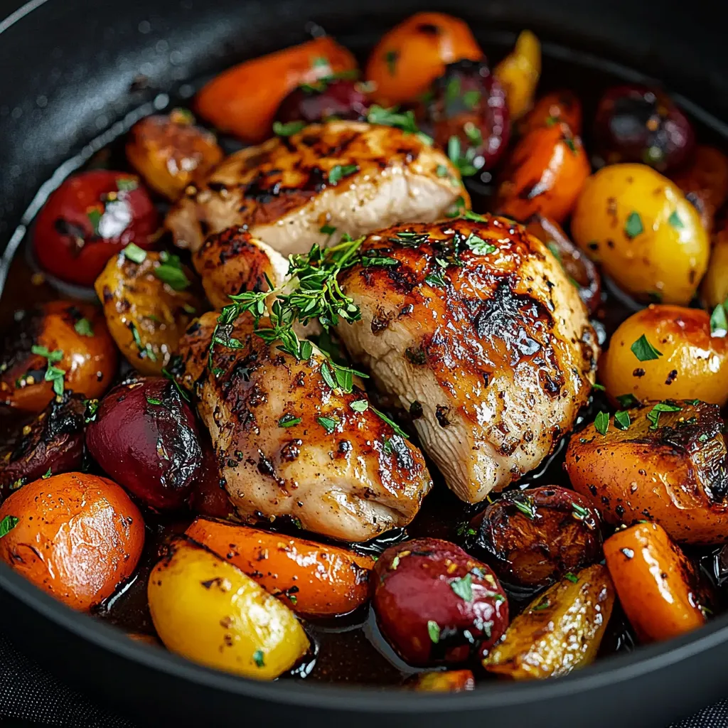 Balsamico Poulet mit Gemüse in Einer Pfanne