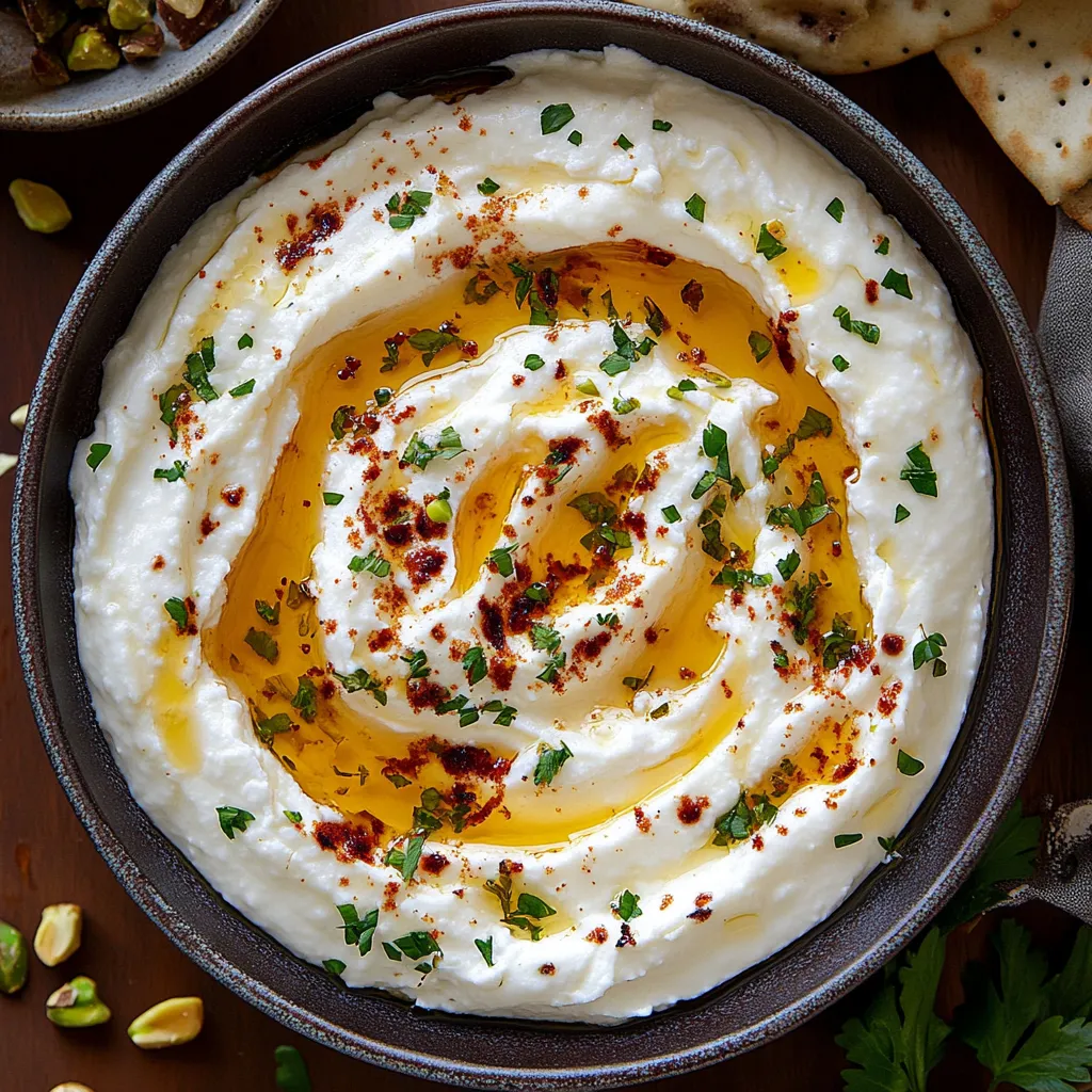 Cremig geschlagene Feta mit spicy Honig, Pistazien und Kräutern – sieht lecker aus und bringt Crunch