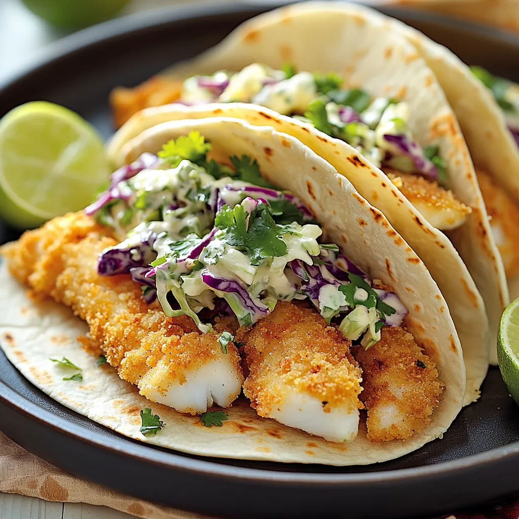Knusprig gebratener Fisch im Taco, dazu frischer Krautsalat mit Limette und Petersilie