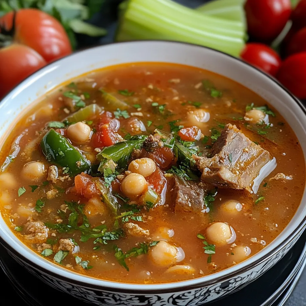 Eine wärmende, reichhaltige algerische Suppe mit Frik und Lammfleisch