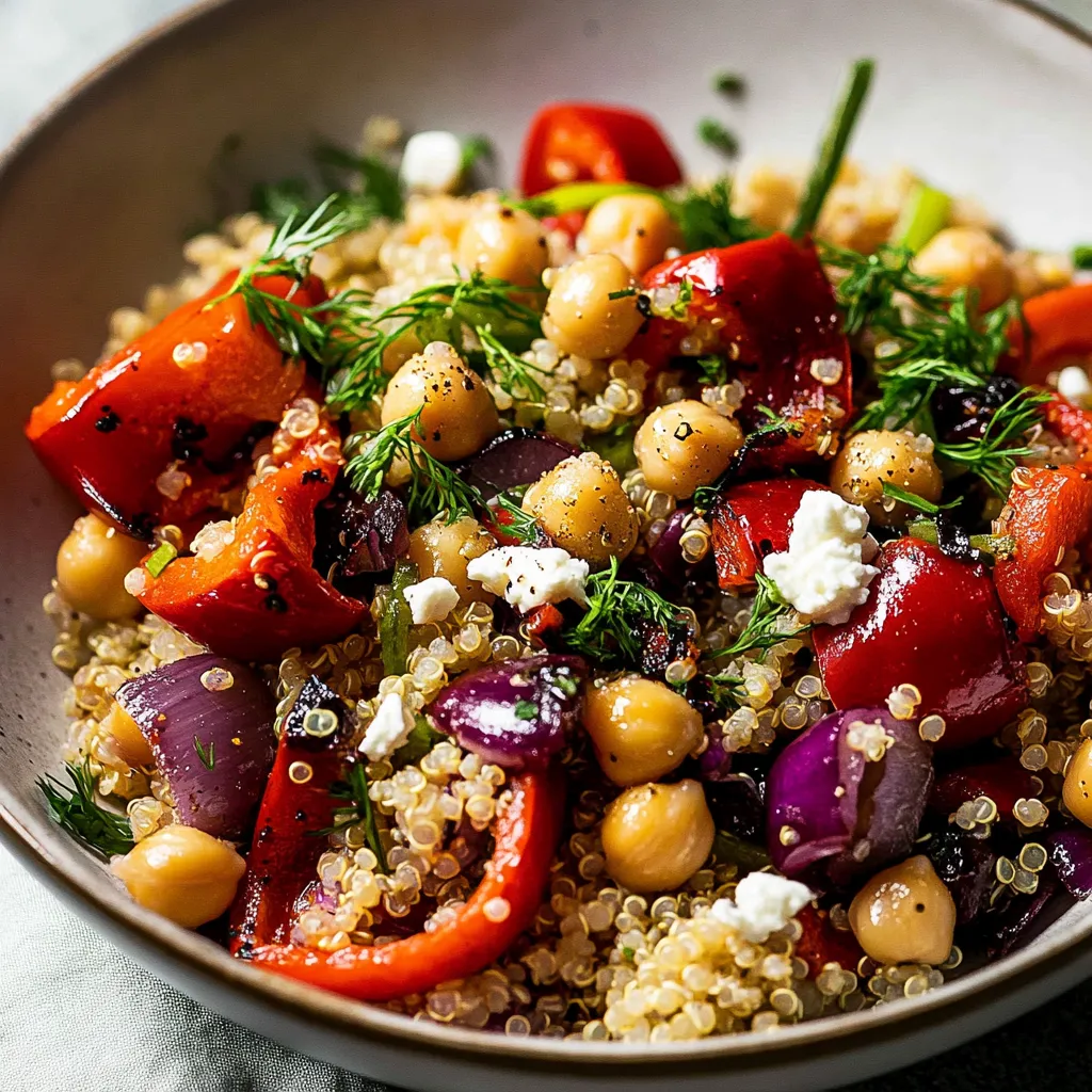 Gegrillte Paprika mit Quinoa, Kichererbsen und Feta