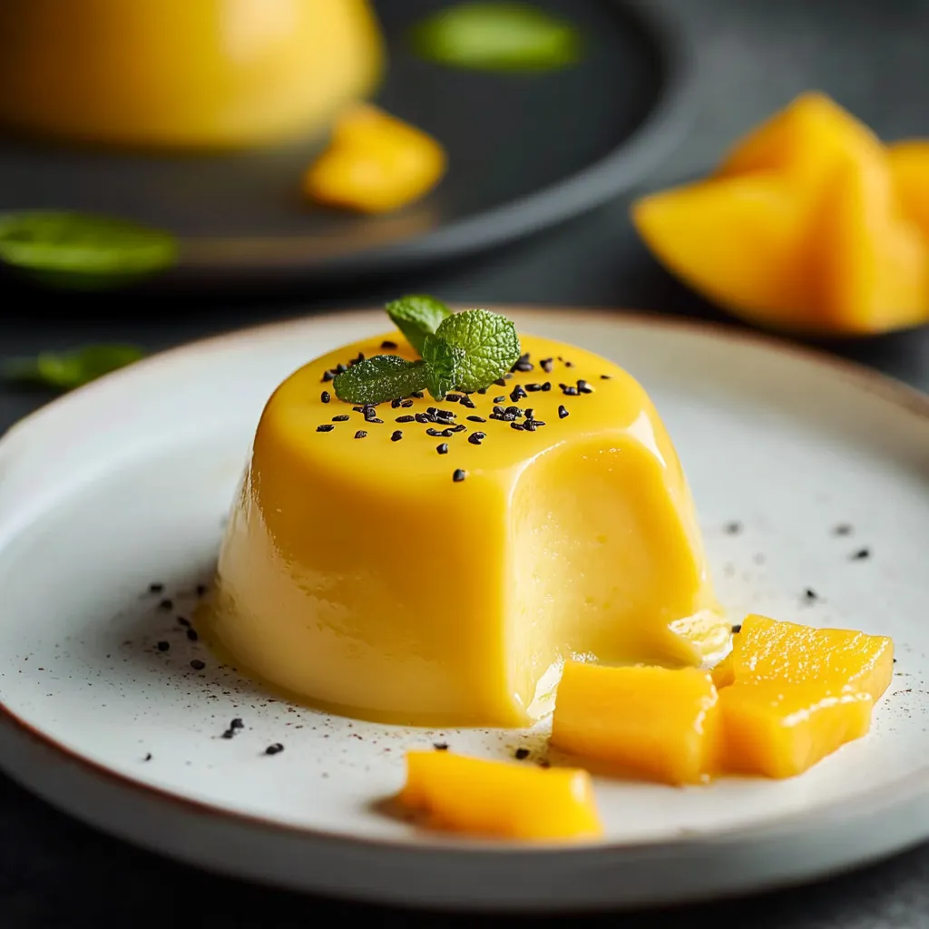 Cremige Panna Cotta mit Mango und Kokos