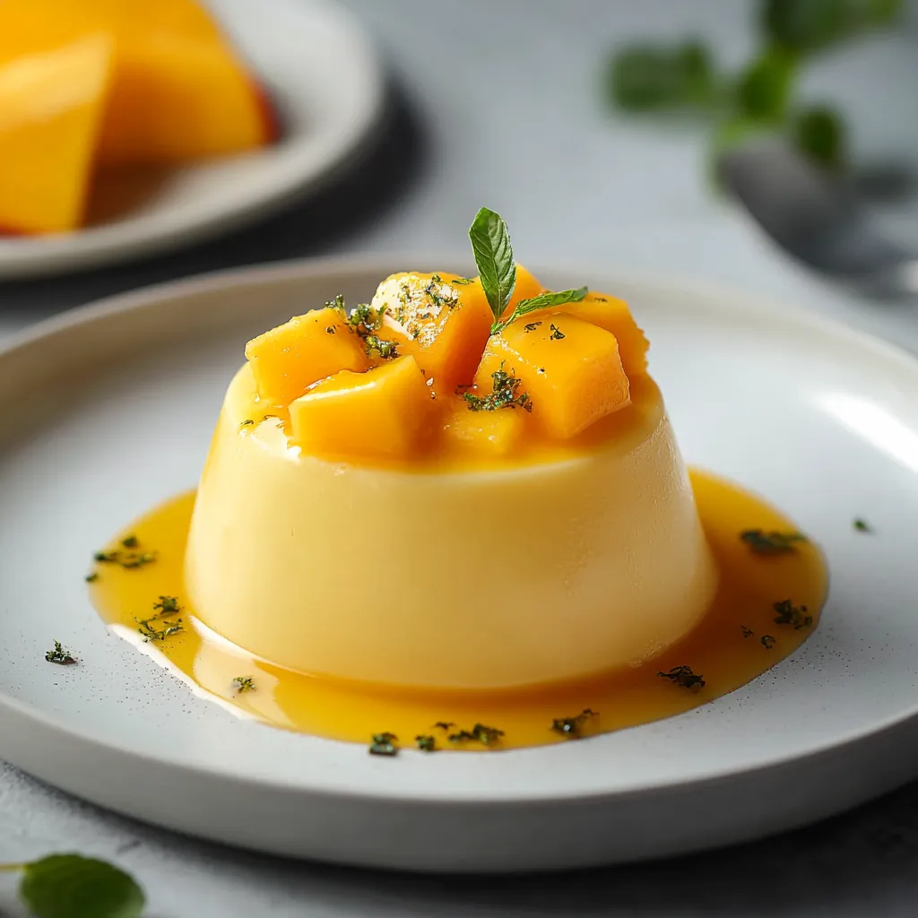 Eine italienische Dessertidee, bei der cremige Panna Cotta auf exotische Mango trifft