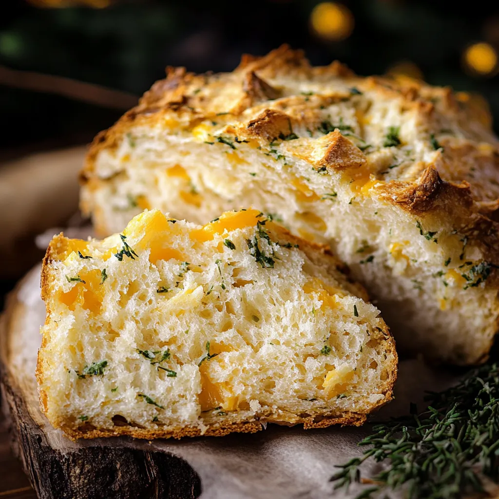 Rustikales Sodabrot mit frischen Kräutern und geschmolzenem Cheddar