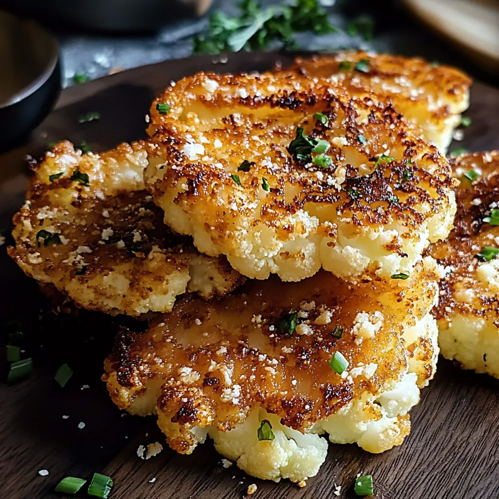 Gebackene Blumenkohlscheiben mit knuspriger Parmesankruste