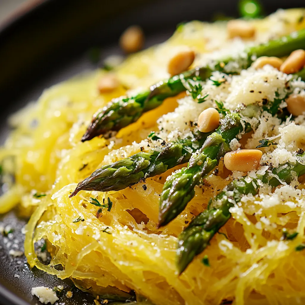 Spaghetti-Kürbis mit Spargel und zitroniger Ricotta