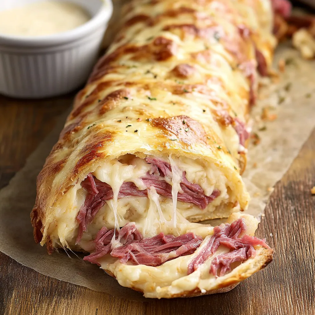 Leckerer Stromboli mit Rind, Käse und Chou