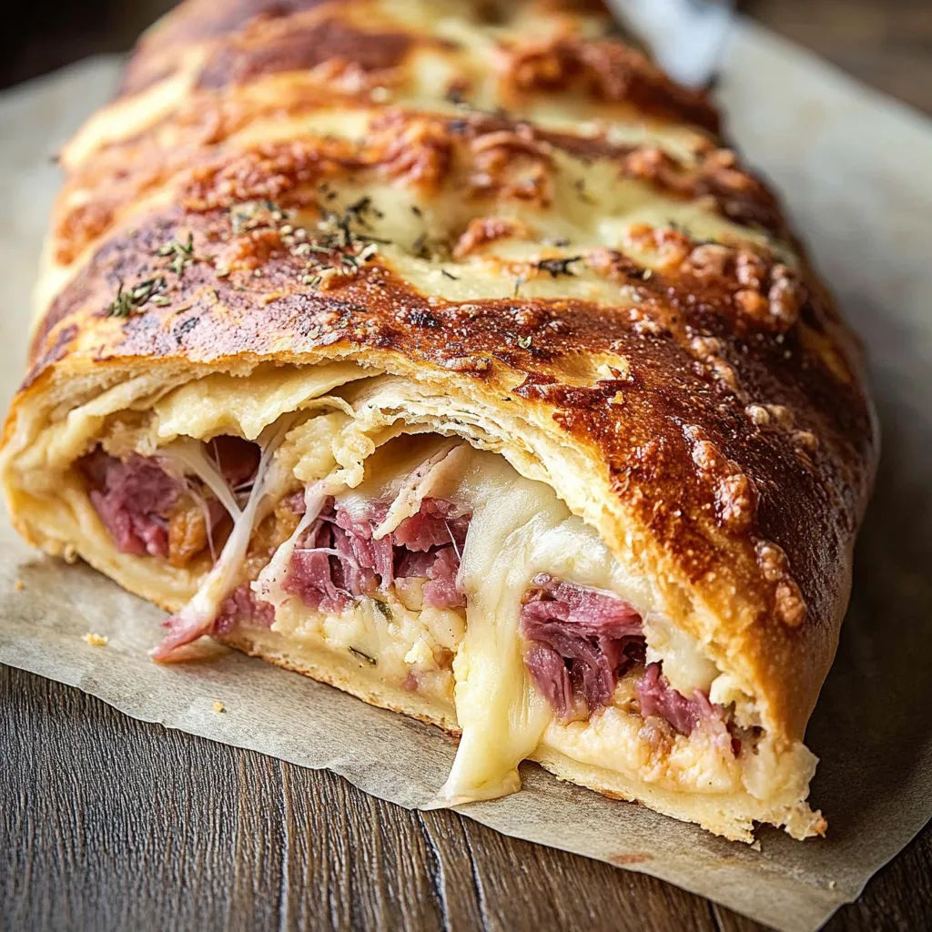 Stromboli mit Rindfleisch und Sauerkraut