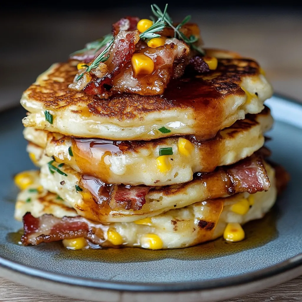 Herzhafte Pfannkuchen mit Bacon und Mais