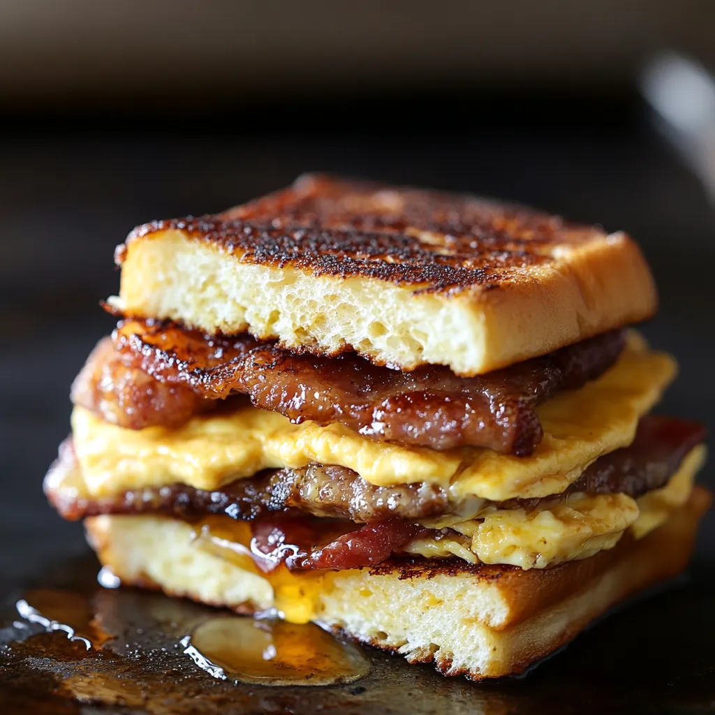 Ein üppiges Frühstück mit kleinen French Toast Sandwiches