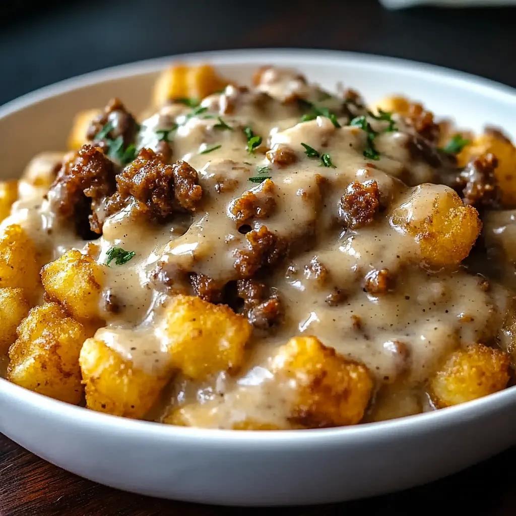 Tater tots cremig gravy