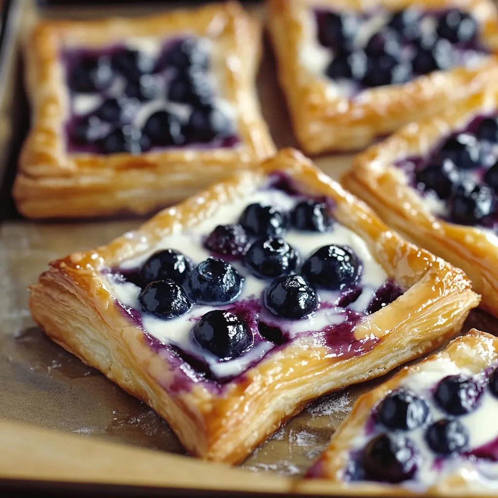 Blätterteigteilchen mit Zitrone, Heidelbeeren und Frischkäse