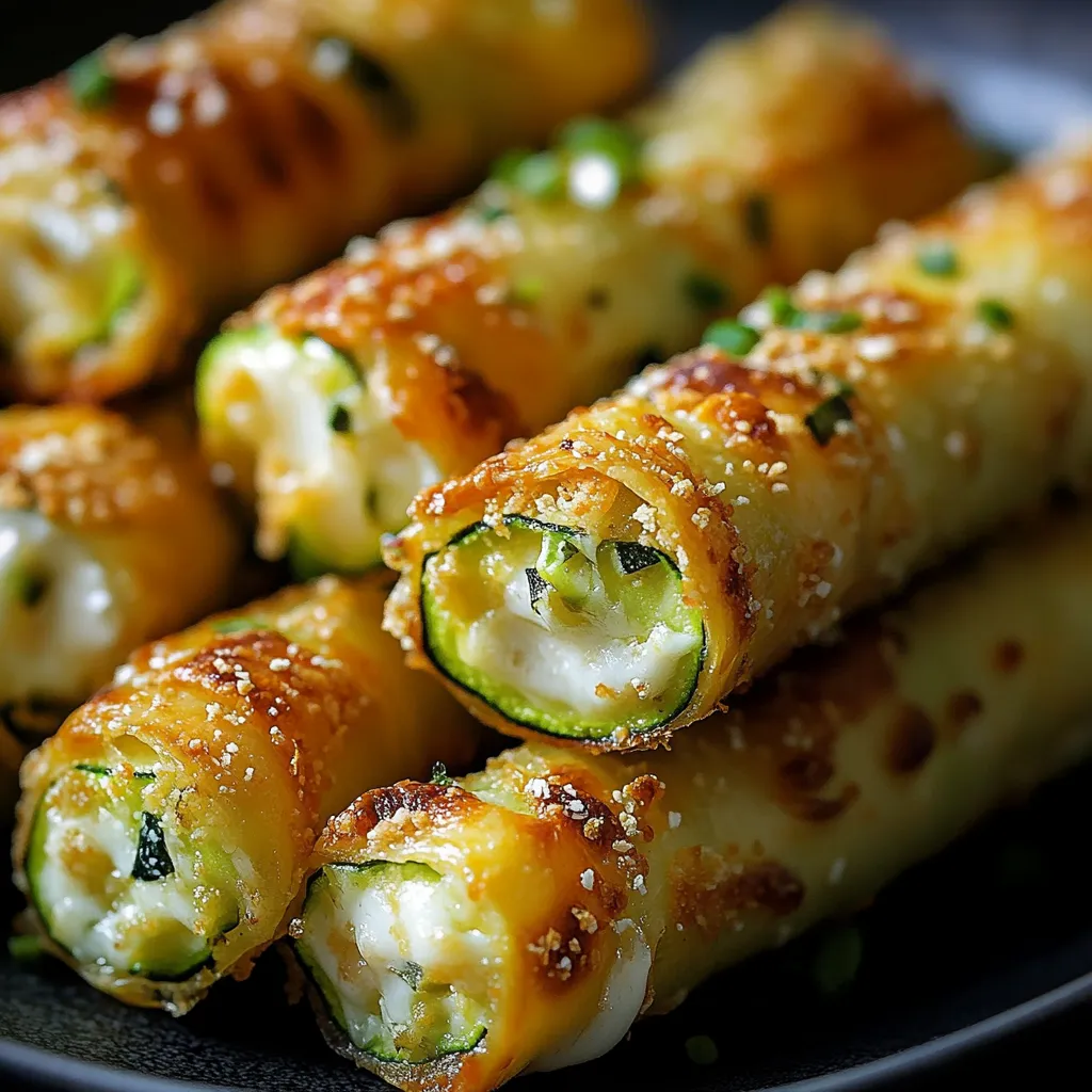 Genieße knusprige Zucchini-Käse-Röllchen