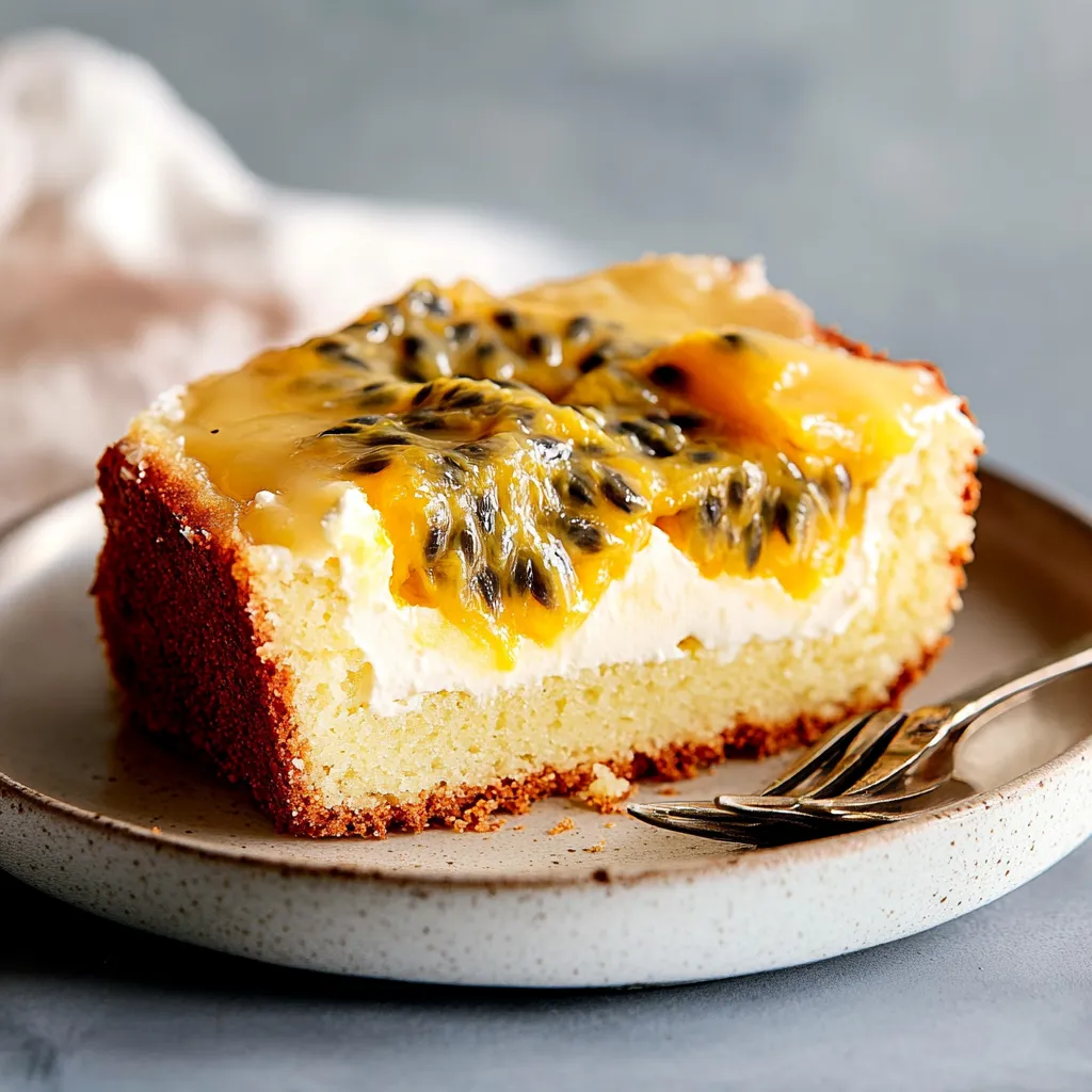 Ein lockerer Kuchen mit Joghurt und Maracuja