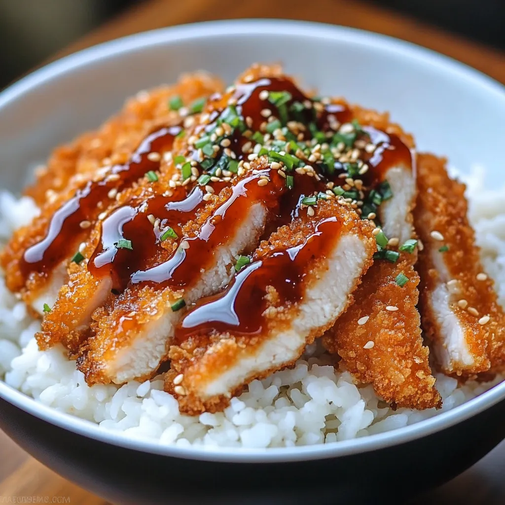 Leckere japanische Bowls mit knusprigem Katsu und Tonkatsu-Sauce