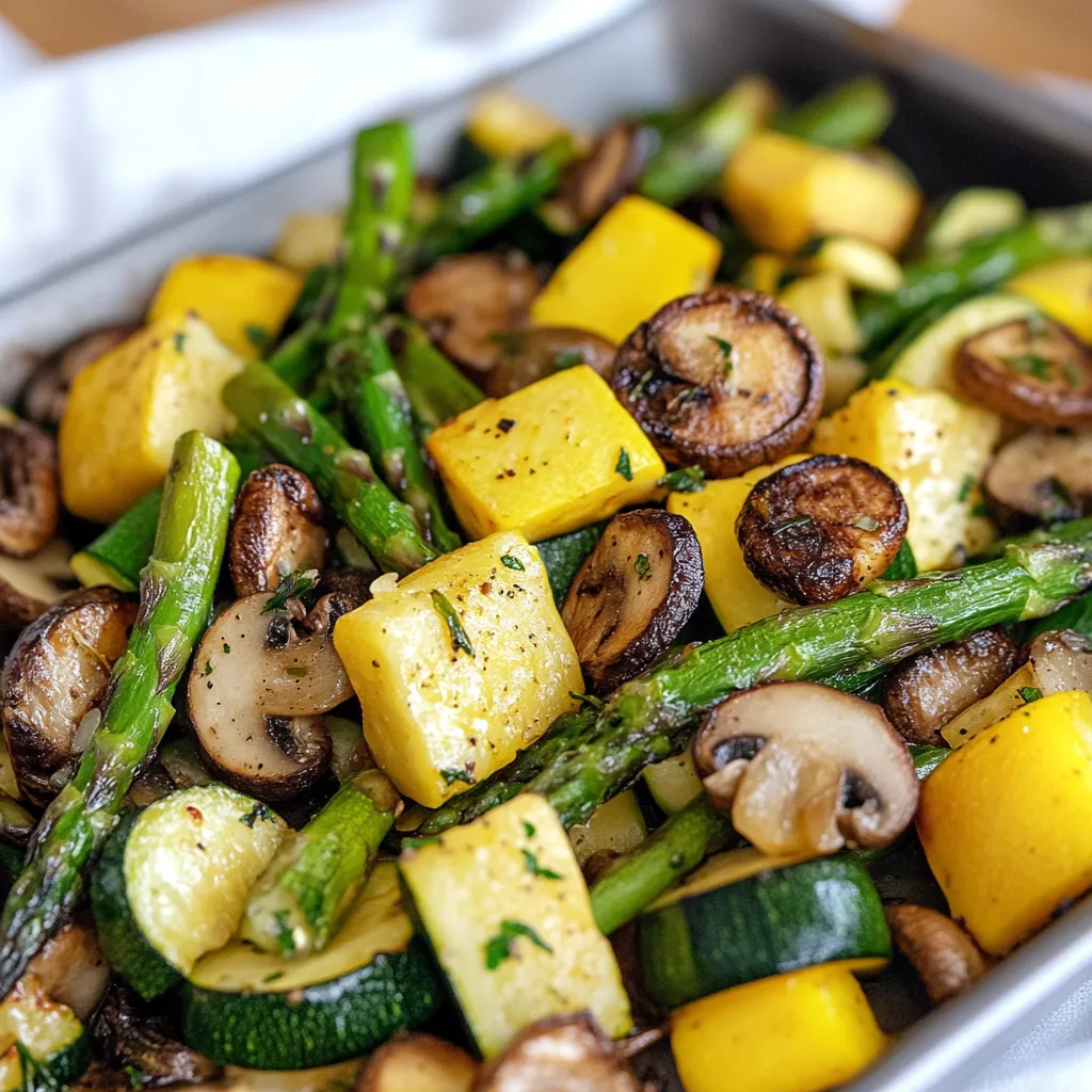 Gerösteter Spargel mit Zucchini und gelber Zucchini