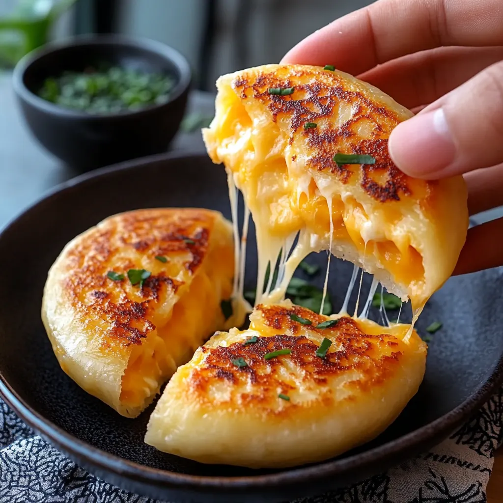 Koreanische Hotteok mit geschmolzenem Käse gefüllt genießen