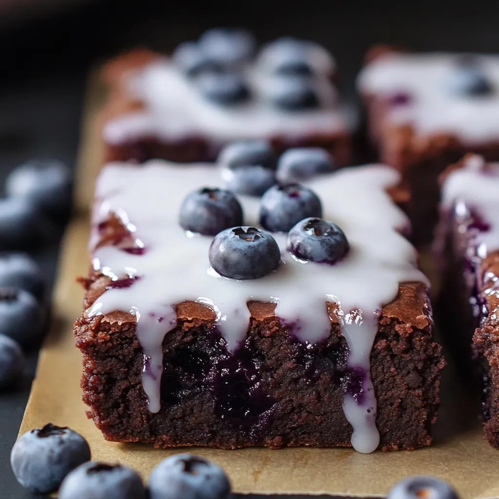 Saftige Brownies mit Heidelbeeren und Zuckerguss