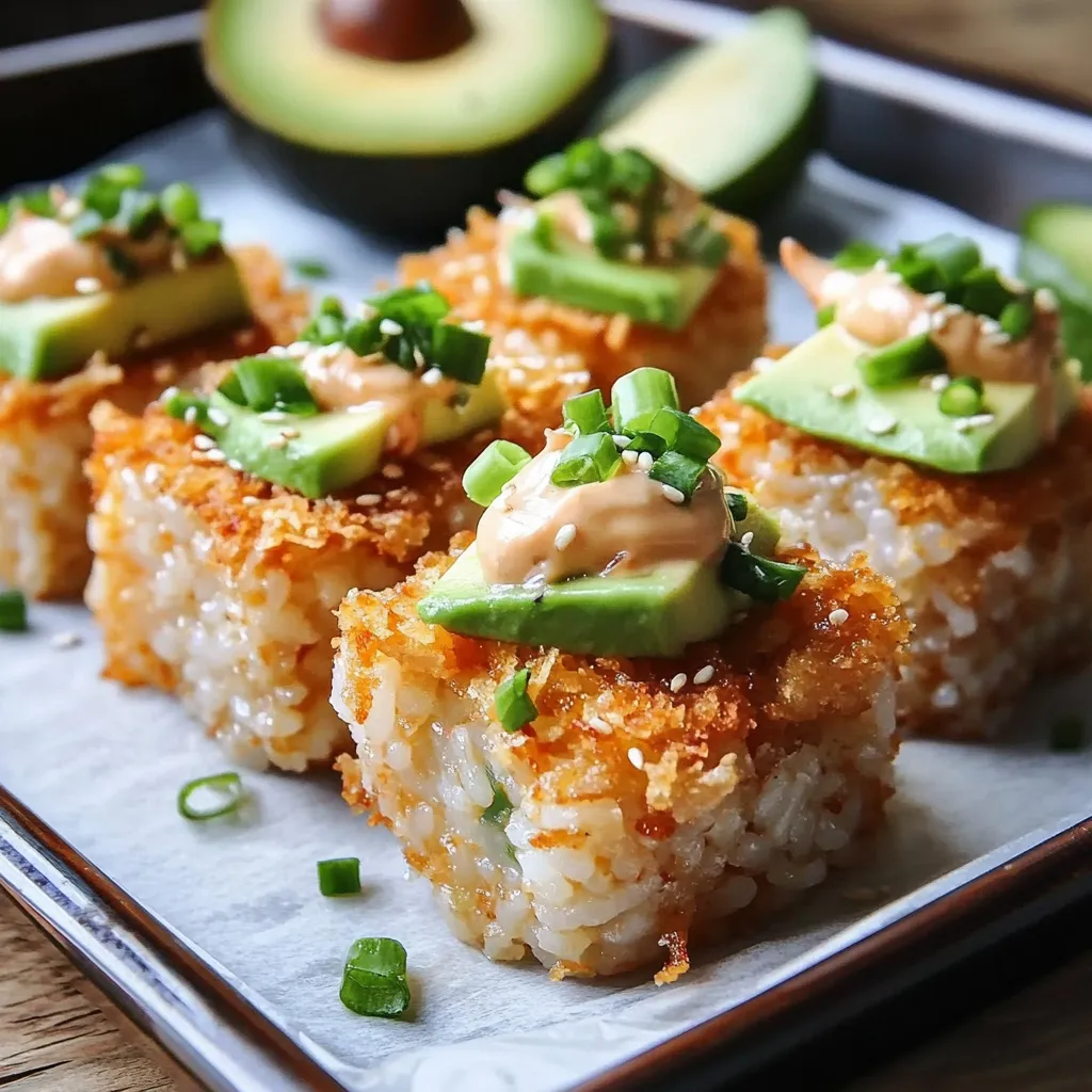 Knuspriger Reis mit Krabbe und Avocado