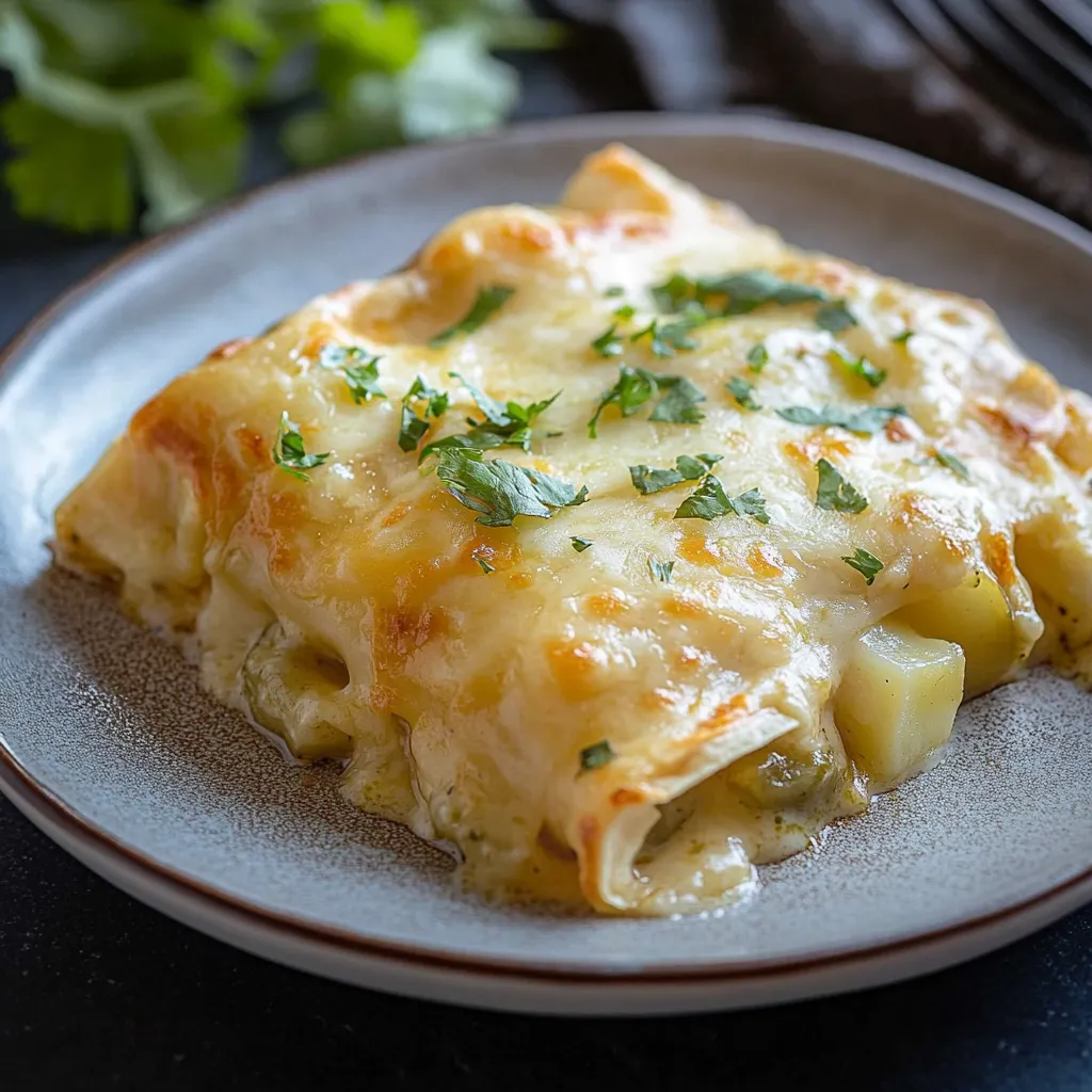 Saftige Enchiladas mit grünem Paprika und Käse servierbereit