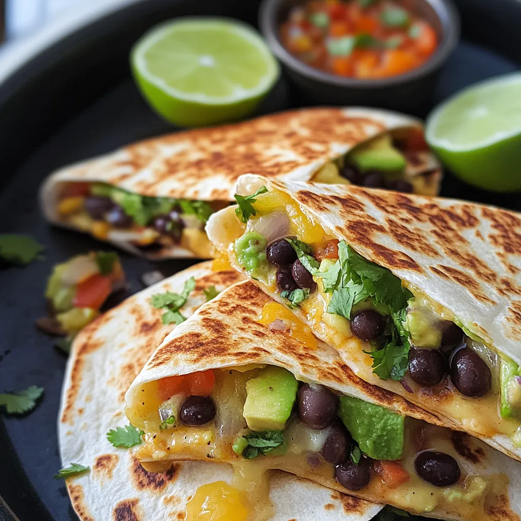 Leckere Quesadillas mit schwarzen Bohnen und Avocado