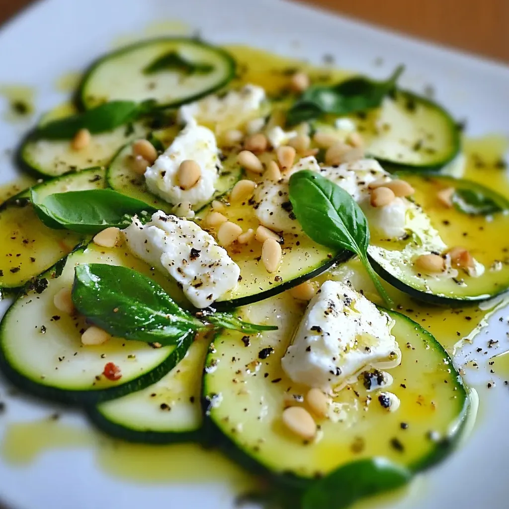 Zucchini-Carpaccio mit warmem Ziegenkäse, Honig und Zitrone