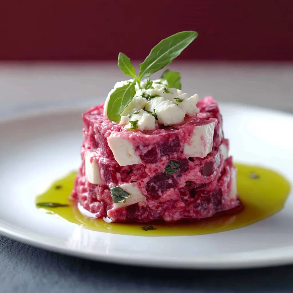 Rote-Bete-Tartar mit Ziegenkäse und Kräutern