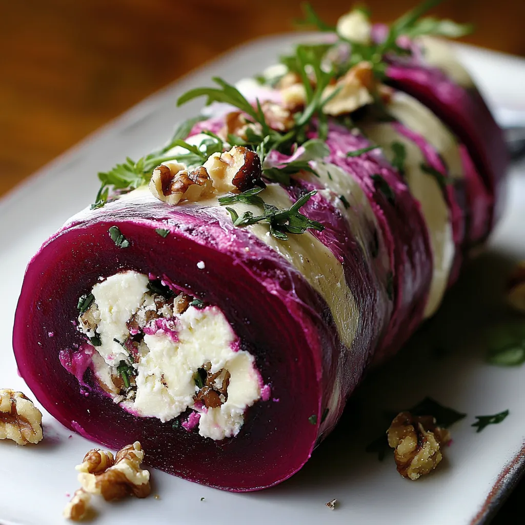 Leckerer Hingucker: Rote-Bete-Roll mit Ziegenkäse und Walnüssen